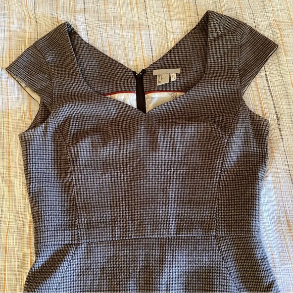 Gray plaid cap sleeve pencil midi dress - Picture 1 of 7